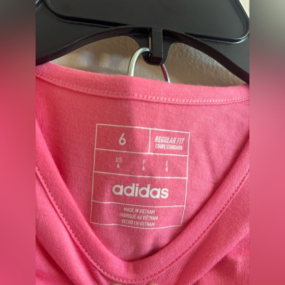 Adidas 2 piece set Pink and Black Short Sleeve Tees size 6 - Picture 2 of 7